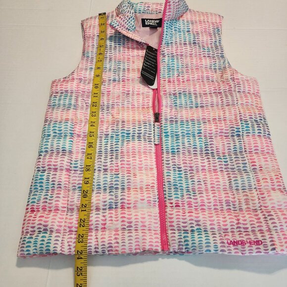 Lands End XL Girls PrimaLoft Down Vest Multicolor Patterned Zip-Up pockets - Picture 9 of 9